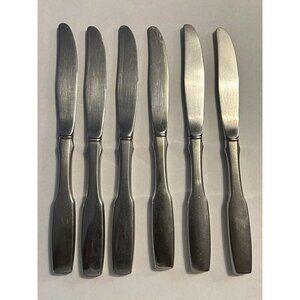 Oneida Community stainless satin Paul Revere lot 6 Dinner Knives Flatware Satin